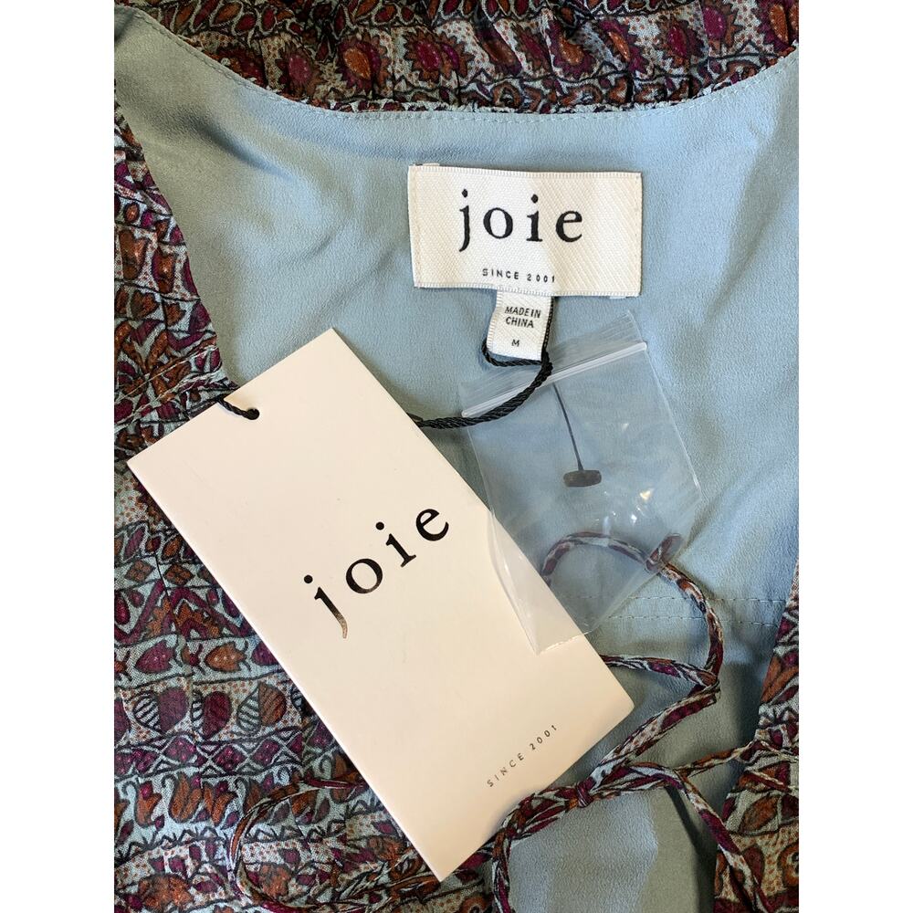 Joie Silk Alquina Women Dress Medium Midi Boho V-Neck Long Sleeve Spice NWT New - Picture 6 of 8